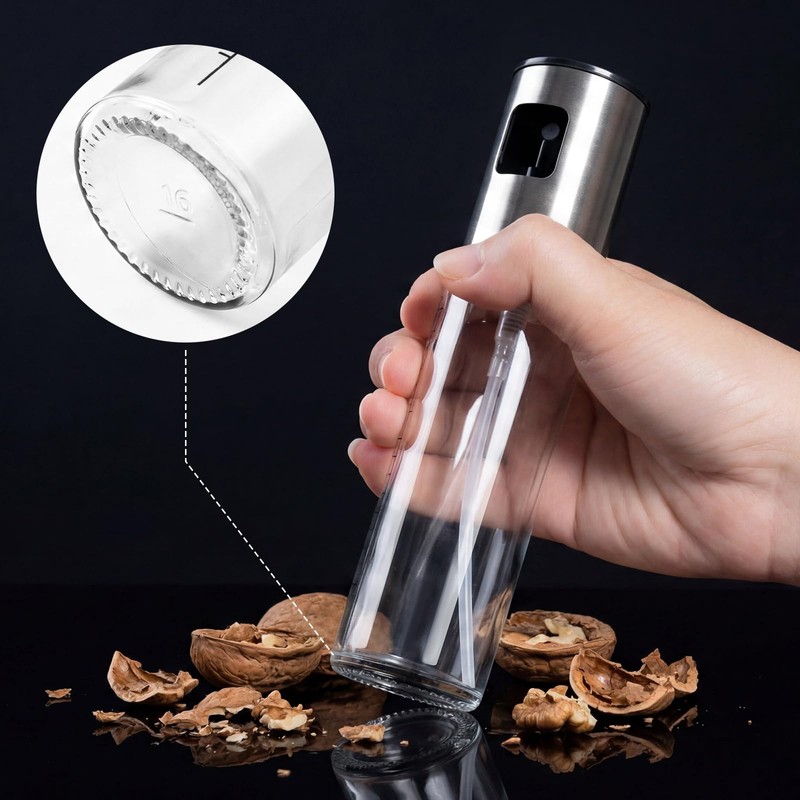 4 Pack 100ml Glass Olive Oil Sprayer with Scale &