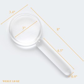 MAGDEPO 3X Handheld Magnifier 2-in-1 Crystal Clear Transparent Acrylic Magnifying Bar for Reading Small Prints, Books, Magazines, Documents, Maps, Hobbies, Inspections, etc.