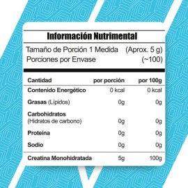 Creatina Monohidratada 500 G Meta Nutrition 100 Porciones                                                                                             
