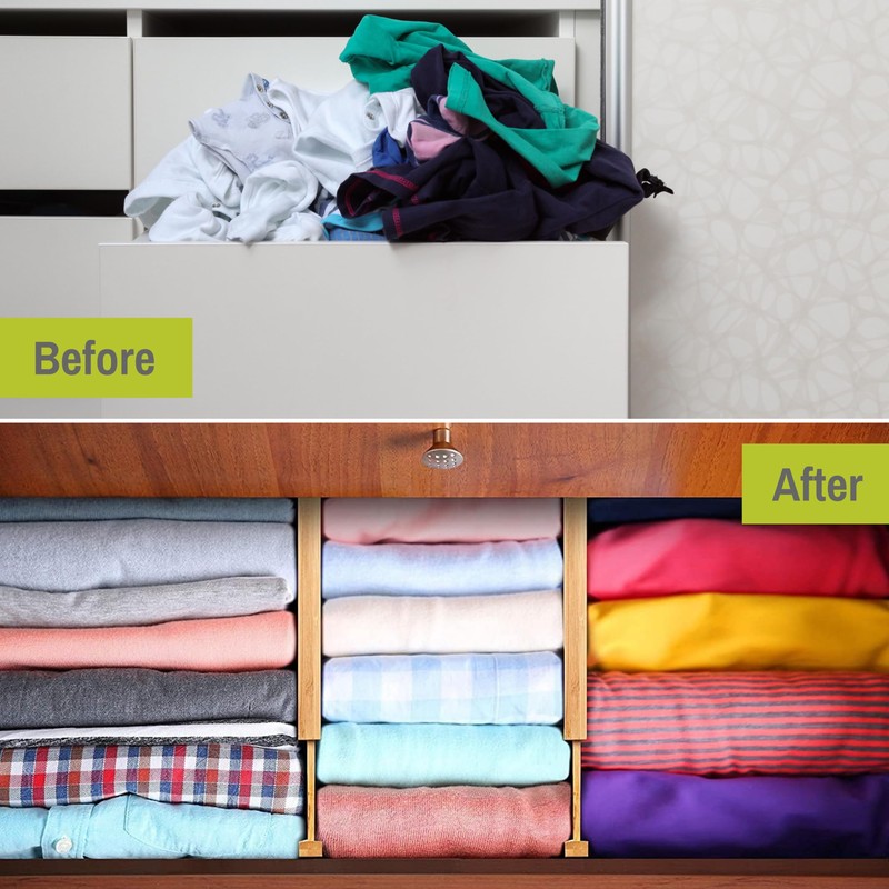 Homemaid Living Bamboo Drawer Organizer Adjustable and Expandable - Ideal