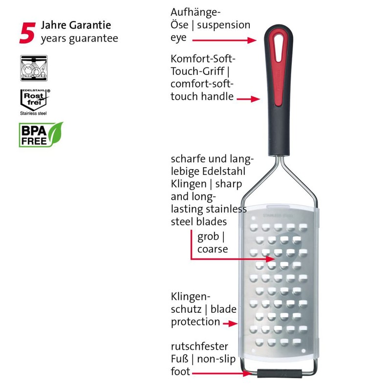 Westmark Gallant Square 29732270 Grater, Coarse, Extraordinary Sharp Blades, Includes