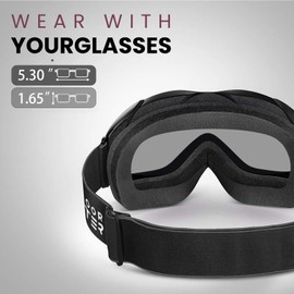 OutdoorMaster OTG Unisex Ski Goggles for Men and Women, Snowboard Goggles Snow Goggles 100% UV Protection Ski Goggles for Glasses Wearers, Anti-Fog Snowboard Goggles Ski Goggles for Boys (VLT10%)