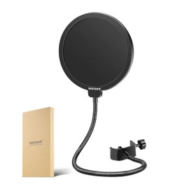 Neewer NW(B-3) 6 pulgadas Forma Redonda Studio Micrófono Mic Viento Pop Protección Cartel con Stand Clip (filtro en negro)