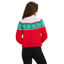 Tipsy Elves Women's Christmas Merry Christmas Tassel Turtleneck Cropped Sweater Size Medium