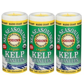 Maine Coast Sea Vegetables Kelp Granules Blend | Organic Seaweed Snacks | Sustainably Harvested | Low Sodium Salt Alternative | Rich in Iodine & Minerals | Ideal for Soups, Salad | 1.5 oz (Pack of 3)