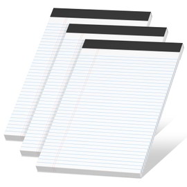 White Legal Pads 8.5 x 11 Narrow Ruled, 3 Pack Notepads College Ruled Pads of Paper With Sturdy Back 37 Lines 70 GSM Paper, Writing Note Pads 30 Sheets Per Writing Pad for Taking Notes, Reminders