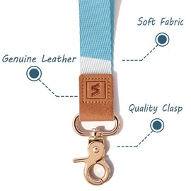 Senlly Neck Lanyard Strip with Genuine Leather for Keys, ID Badge Card Holder, ID Card Holder, Mobile Phones