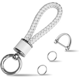 Tukellen - Llavero de piel para llavero de coche, llavero de mujer, con anillo en D giratorio de 360 grados y destornillador
