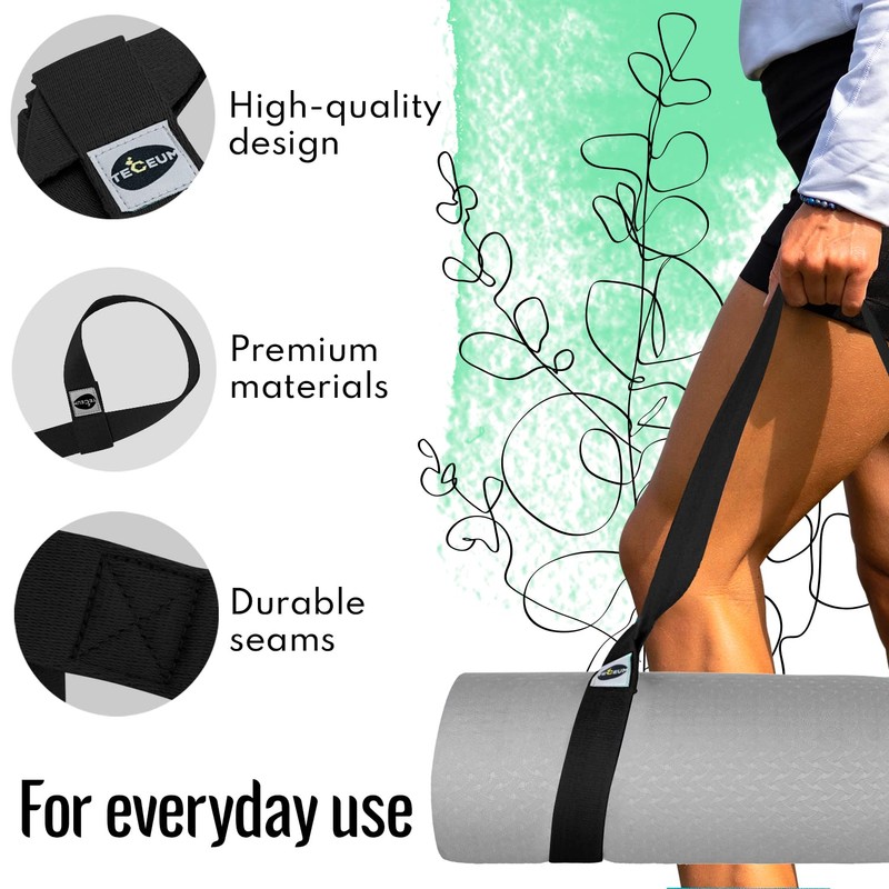 TECEUM Yoga Mat Strap – Black & 30+ Colors –
