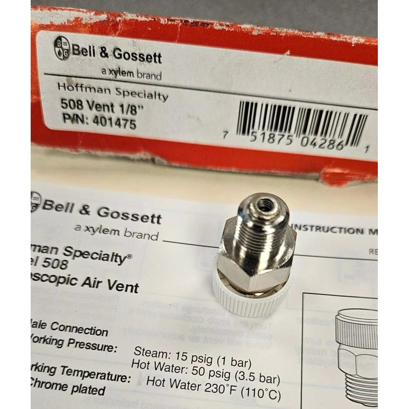 Air Vent Hoffman Specialty Model 508 Hygroscopic Air Vent P/N
