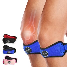 Dr. Arthritis Designed by Doctors Patella Tendon Bandage / Knee Braces and Handbook, Adjustable Bandage Women / Men – Knee Support for Meniscus, Patellar Tendonitis, Runner's Knee (Blue, Pair)