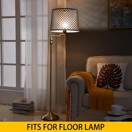 Metal Etching Process Large Lamp Shade, ALUCSET Drum Big Lampshades for Table Lamp and Floor Light, Arrow Design, 12x14x10 Inch, Spider