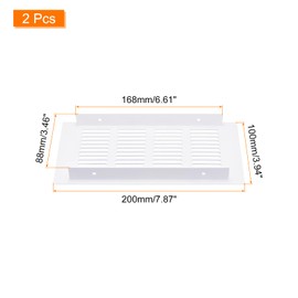 sourcing map Air Vents Cover, 2Pcs 200 x 100mm - Aluminum Alloy Mesh Air Return Vent Cover, Rectangle Louvered Ventilation Grille for Shoe Cabinet Wardrobe (White)