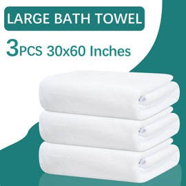 GEKIXUTP 3 Pcs Sublimation Towels Blank 30 x 60 Inch White Beach Towel Sublimation Beach Towels Microfiber Towel Large Beach Bath Towel，DIY Home Bathroom White Towels