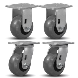 Syrantion 4 Inch Crowned Solid Polyurethane Heavy Duty Casters ,Capacity1500- - 2 Swivel & 2 Rigid