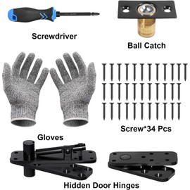 Hidden Door Hinge, 570 LB Hidden Hinges, 360° Swivel Pivot Hinges for Bookcases, Pivot Hinge or Hidden Door Hinges for Secret Door Hardware Kit