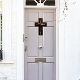 Imahoocool Wooden Wall Hanging Jesus Cross Christian Handcrafted Decorative Religious Home Living Room Cross Hanging Wall Sign for Home Decor