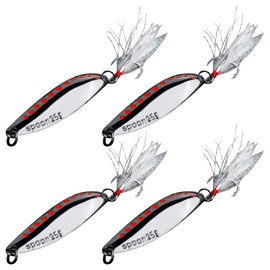 RIZES Heavy Jigs Salt Big Spoon Lures Fishing Metal Spinner Jigging Stream Lake Mainstream Ocean Freshwater Silver Silver 25g Set of 4