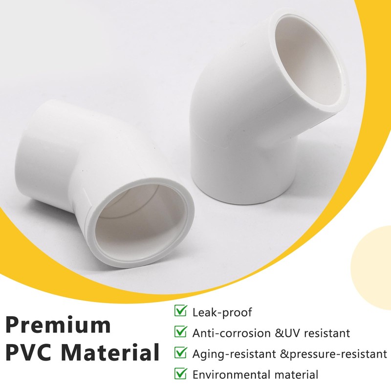 10pcs 3/4" 45 Degree PVC Elbow Pipe Fitting Connector (Socket