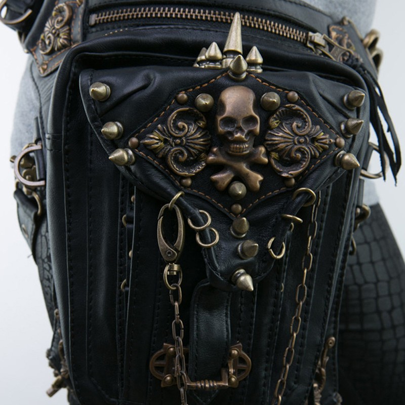 Women Motorcycle Bag PU Leather Steampunk Retro Shoulder Crossbody Bag
