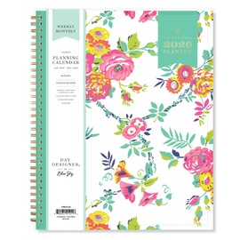 Blue Sky Day Designer 2026 Weekly and Monthly Planner Calendar, January 2026 - December 2026, 8.5" x 11", Clear Pocket Cover, Durable Twin Wire Binding, Includes Storage Pocket, Stickers, Peyton White