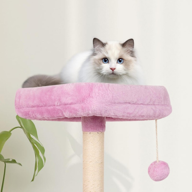 MIAO PAW Pink Cute Cat Tree for Indoor Cat Tower