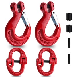 NORJIN Clevis Slip Hook & Chain Connector Link, G80 Alloy Steel Hammerlock Coupling Link and Tow Trailer Safety Hook (3/8 Inch)