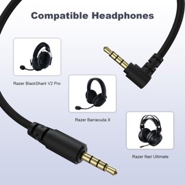 Puiixur Replacement Audio Cable 3.5mm to 3.5mm Aux Cord Compatible with Razer BlackShark V2 Pro/Barracuda X/Razer Nari Ultimate Wireless 7.1 Surround Sound Gaming Headsets