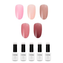 Colección de esmaltes en gel | Esmalte en Gel Orgánico para decoración de uñas | Crême | 5 Esmaltes de 15ml de Alta pigmentación | Alta durabilidad y fácil aplicación | Textura Polish