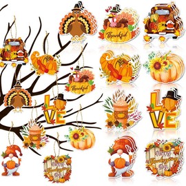 27Pcs Thanksgiving Day Ornaments for Small Tree Decorations,Fall Hanging Pendant Turkey Pumpkin Paper Ornaments for Tree Shelf Home Classroom Decor Party Favors Supplies