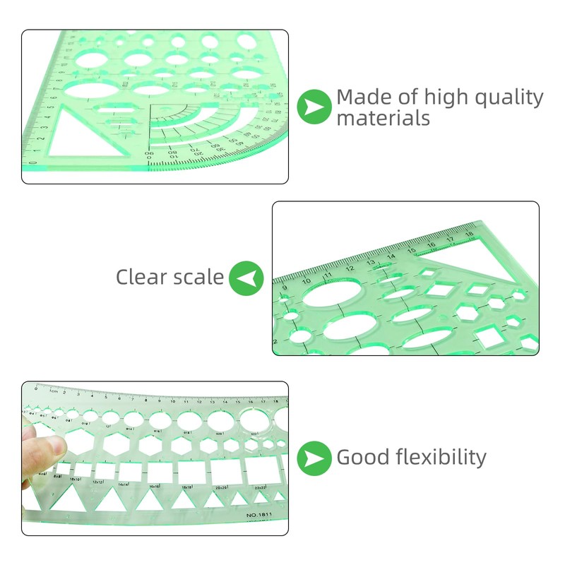 Unlorspy 2 PCS Circle Template Clear Green Plastic Scale Drafting