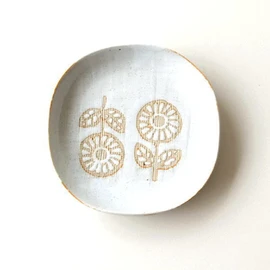 Ksn1202 Plate, Scandinavian Plate, Ceramic, Flower Pattern, Cute, Stylish, Setoyaki, Made in Japan, Ceramic, Plate, Small Plate,