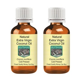 Devprayag Natural Extra Virgin Coconut Oil (Cocos nucifera) Natural Therapeutic Grade Cold Pressed (Pack of two) 100ml X 2 (6.76 oz)