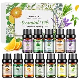 Essential Oils Set, Aromatherapy Essential Oil Kit for Diffuser, Humidifier, Massage, Skin Care (12 x 5ml) - Tea Tree, Lavender, Sweet Orange, Eucalyptus, Lemongrass, Peppermint