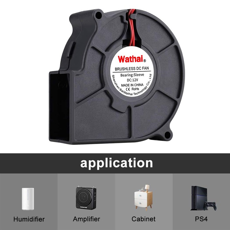 Wathai DC Centrifugal Fan 12V 75mm x 30mm Brushless Cooling