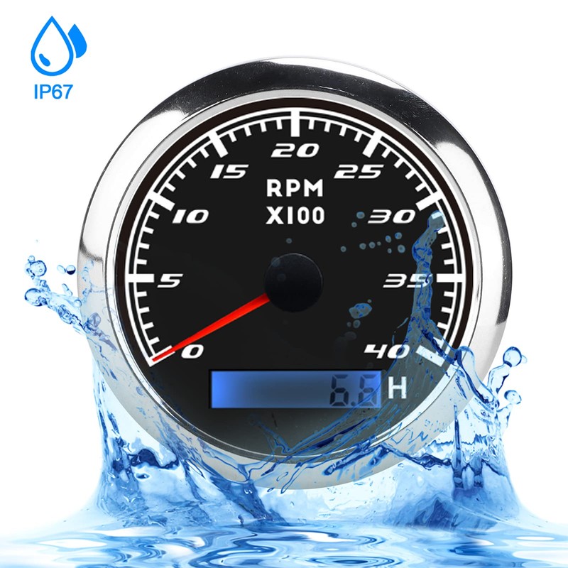 Diesel Tachometer, Tachometer Red Backlight for Car(black)