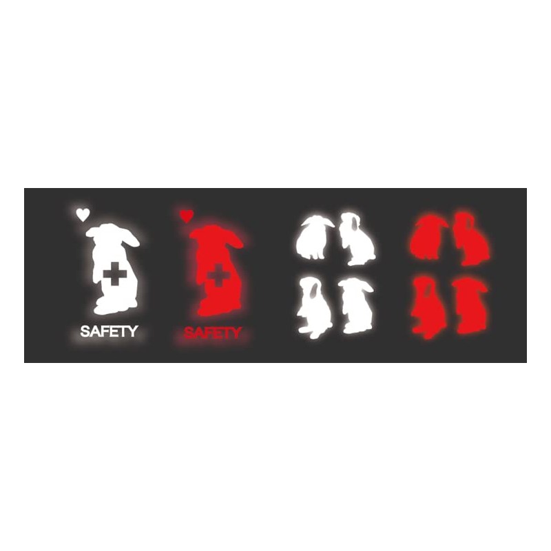 Rabbits Reflective Stickers (Ears) Red, Bicycle, Stroller, Cane, School Bag
