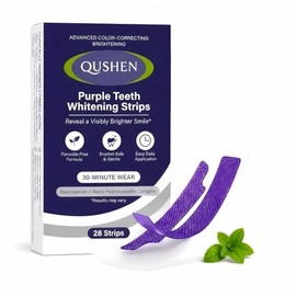 Purple Teeth Whitening Strips，Teeth Whitening Strips Removes Yellow Stains& Bad Breath，Enamel Safe & Low-Sensitivity，Peroxide-Free, Dry Strip Technology - 28 Strips, Mint (28 Count (One Box))