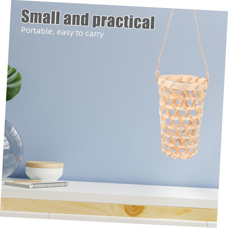 Mipcase 2Pcs Bamboo Woven Hanging Flower Planter Baskets with Burlap