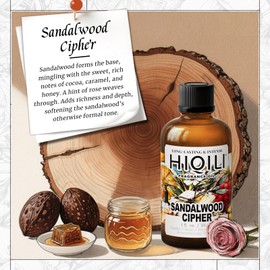 HIQILI Sandalwood Cipher Fragrance Oil for Diffuser, Candle & Soap, Perfume & Body Oil Making- Have Gourmand Notes, Long-Lasting - 1 Fl Oz