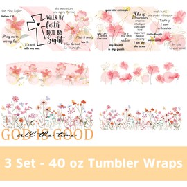 DRONIRING UV DTF Cup Wraps Transfer - 6 Sheets Bible Verse UVDTF Cup Wraps Stickers, God is Good All The Time Bible Verse Floral Cup Decals, UV DTF Transfer for 40 oz Tumbler, Gifts for Christian