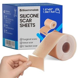 Bioemmalab- Láminas de silicona para cicatrices, cinta adhesiva de grado médico (rollo de 4 x 152 cm), parches curativos para cesáreas, queloides, arrugas faciales, estrías, recuperación quirúrgica, c