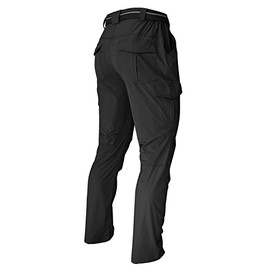 WENRONSTA Men's Hiking Work Cargo Pants Quick-Dry Lightweight Waterproof 6 Pockets Outdoor Mountain Fishing Camping Pants Black S