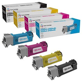 LD Compatible Toner Cartridge Replacements for Dell Color Laser 2150 & Dell Multi-Function 2155 High Yield (Black, Cyan, Magenta, Yellow, 4-Pack)