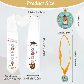 GraduationMall Children's Graduation Talar with Graduation Hat 2025 Nursery Stole Bear Medal Package Graduation Gift 12 Colours, royal blue-2025 stole, S