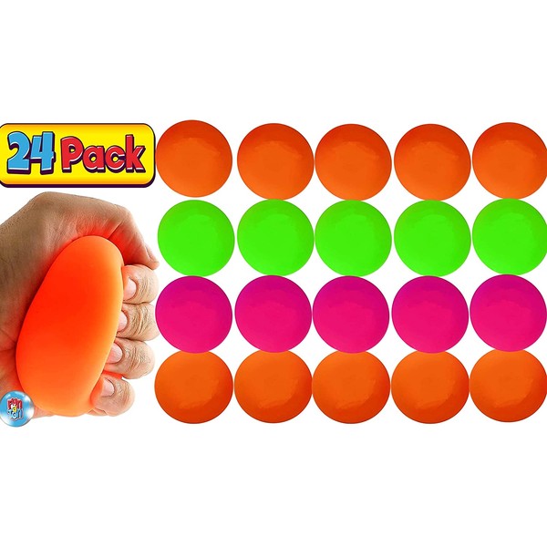 JA-RU Stretchy Balls Stress Relief (Pack of 24) Soft Stress Toys for Kids Pull / Stretch. Stress Balls for Adults Anxiety Hand Therapy or Sensory Fidget Relaxing Toy . Plus 1 Ball | 401-24p