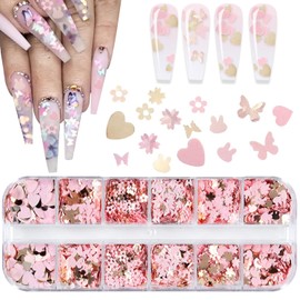 Valentine's Day Nail Sequins Glitter - YiXuTag Heart Nail Art Glitter, Glitter for Face Body Glitter, Shiny 3D Nail Art Stickers, DIY Decoration on Nails, Apply Face Eyes Hair Body