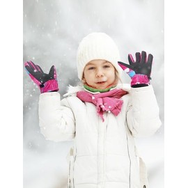 Honoson - 2 pares de guantes de nieve de invierno para niños, impermeables, a prueba de viento, cálidos, para esquí, para niños pequeños