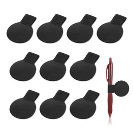 LongHoneySong 10 Stück Stiftschlaufe Selbstklebend, Stiftehalter, PU Leder Stifthalter Pen Holder, Stifthalter Notizbuch, Stifthalter Selbstklebend, Stiftringhalter für Tablet (Schwarz)
