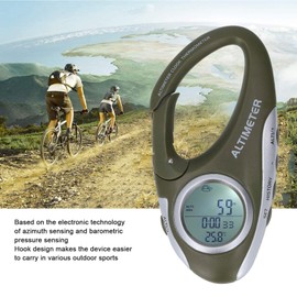 Digital Barometer, Multifunction LCD Digital Thermometer Watch, Handheld Altimeter for Bearing/Direction/Clock/Temperature/Weather Forecast and Altitude
